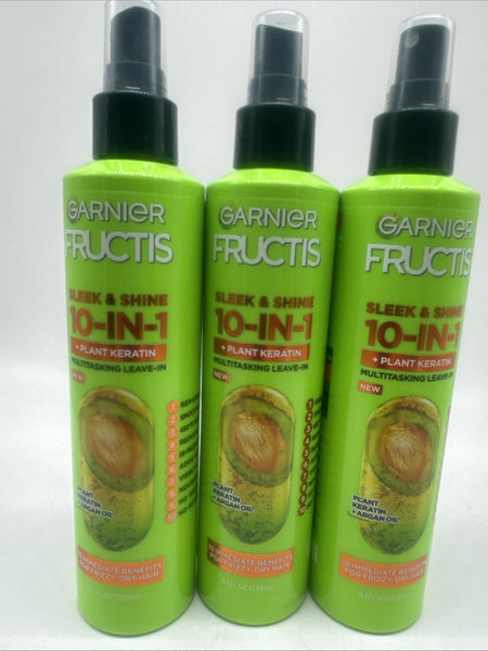 (3) Garnier Fructis Sleek & Shine Hair Styling Agent 8.1 Fl Oz Smooth Frizzy