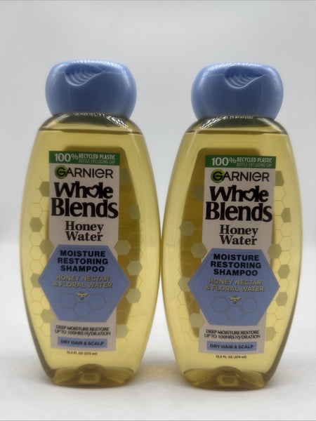 (2) Garnier Whole Blends Honey Water - Moisture Restoring Shampoo  Set