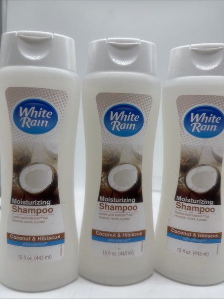 (3) White Rain Moisturizing Shampoo Coconut Hibiscus Active Botanical 15oz