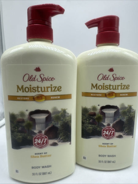 (2) Old Spice Men's Body Wash Moisturize Restore Renew B3 Shea Butter Scent 30oz
