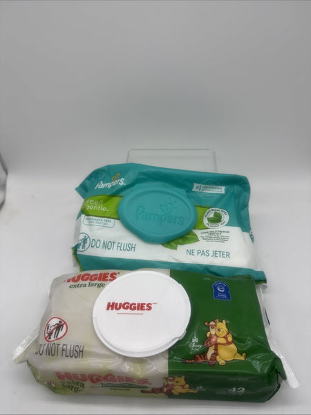 (2) Huggies Pampers Baby Wipes Unscented Natural Care Sensitive Extra Large