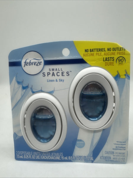 Febreze Small Spaces Air Freshener Linen Sky Prevent Odor 2pk