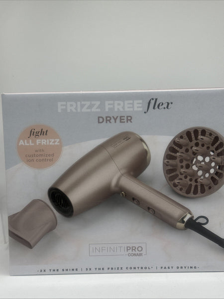 Conair InfinitiPRO Frizz-Free Pro Hair Dryer Rose Gold Diffuser Ion Contractor