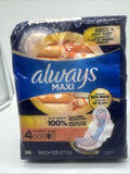Always Maxi Pads Wings # 4 Overnight 26 Pads Pack Leakguard 10Hr COMBINESHIP