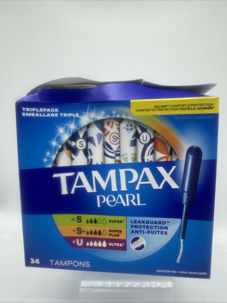 Tampax Pearl Super Super Plus Ultra Leak Protection Plastic Applicator 34 Tampon