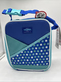 THERMO INSULATED LUNCH KIT Upright Box Bag Blue Polkadot Hot Cold Travel Zipper