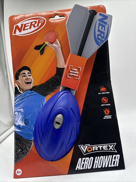 Nerf Vortex Aero Howler Soft Long Distance Foam Football Whistle Howl Blue Toy