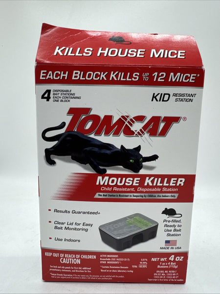 Tomcat Mouse Mice Killer Child Resistant 4 Prefilled Bait Stations