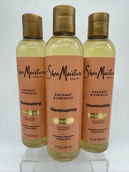 (3) Shea Moisture Coconut & Hibiscus Illuminating Massage Oil Body Glow 8oz