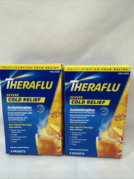 (2) Theraflu Daytime Honey Lemon Cold Flu Relief Max Powder 6ct 2026