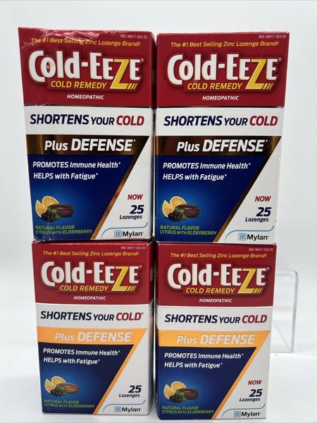 (4) Cold-Eeze Defend-Eeze Plus Defense Immune Flu 25 Citrus Elderberry Lozenges