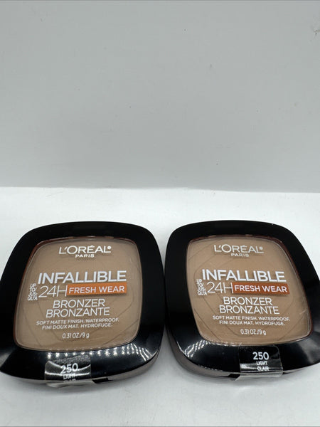 (2) L'Oreal 250 Light  Infallible 24hr BRONZER Fresh Wear Soft Matte Finish