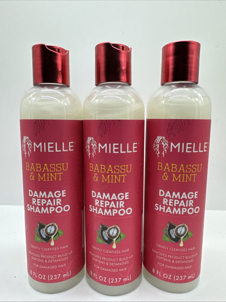 (3) Mielle Babassu & Mint Damage Repair Shampoo Remove Buildup Detangles  8oz