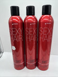 (3) Sexy Hair Spray & Play Harder Firm Volumizing Hairspray Big 10oz Hold &Shine