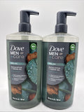 (2) DOVE MEN+CARE Body Wash Eucalyptus+Cedar Oil Shower Gel Pump 26 oz