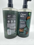 (2) DOVE MEN+CARE Body Wash Eucalyptus+Cedar Oil Shower Gel Pump 26 oz