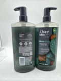 (2) DOVE MEN+CARE Body Wash Eucalyptus+Cedar Oil Shower Gel Pump 26 oz