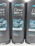 (3) Dove Men+Care Blue Eucalyptus + Birch Relaxing Body + Face Wash 18oz