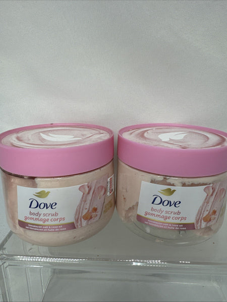 (2) Dove Crushed Pink Himalayan Salt Rose Oil Exfoliating Body Scrub Polish 15oz