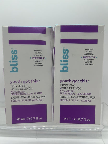 (2) Bliss Youth Got This Prevent-4 Retinol Wrinkle Smoothing Serum COMBINESHIP