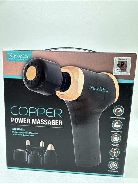 NuvoMed Copper Power Massager & 3 Interchangeable Massage Heads Copper Tips