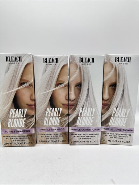 (4) Bleach London Pearly Blonde Purple Shampoo &Conditioner Tone Brighten 8.45oz