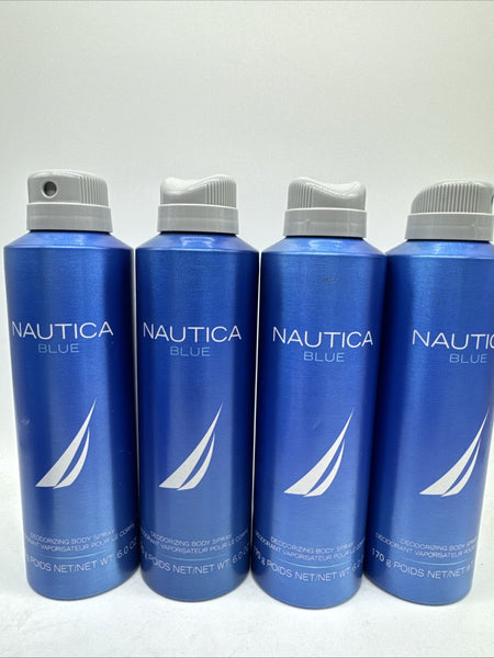 (4) Nautica Blue Men Deodorant Body Spray 6oz Gift Set
