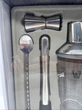 Maker's Silver One 4-Piece Cocktail Kit Bartender Jigger Paint Glass Recipies