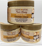 (3) Creme of Nature Pure Honey Moisture Whip Twisting Curl Hair Condition 11.5oz