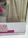 Be You Crew Brianna Doll 2 Outfits 14 Pieces Classroom to Formal Gold Gown Purse