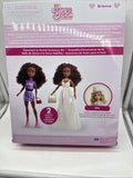 Be You Crew Brianna Doll 2 Outfits 14 Pieces Classroom to Formal Gold Gown Purse