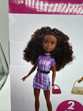 Be You Crew Brianna Doll 2 Outfits 14 Pieces Classroom to Formal Gold Gown Purse