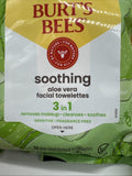 (6) Burt's Bees Soothing Purifying Cleansing Aloe Tea Facial Towelettes 30 Wipe