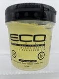 (4) Eco Style Black Castor & Flaxseed Oil Professional Styling Gel 16 oz BIG