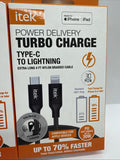 (2) Itek Type-C To Lightning Nylon Braided Cable Power Turbo Charge COMBINESHIP