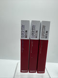 (3) Maybelline 325 Shot Collar Super Stay Matte Ink Liquid Lipstick Berry Pink