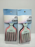 (2) Conair 14493z Pro Styling Hair Pick Lift Combs Volume 3 Size Pack Black Pink