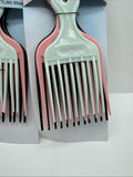 (2) Conair 14493z Pro Styling Hair Pick Lift Combs Volume 3 Size Pack Black Pink