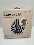 Kitsch Shower Cap Waterproof Reusable Black White Stripe No Slip Eco COMBINESHIP