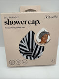 Kitsch Shower Cap Waterproof Reusable Black White Stripe No Slip Eco COMBINESHIP