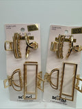 (2) Scunci Gold Metal Hair Claw Clips Jaw Small Medium 4pc Upscale COMBINESHIP