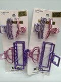 (2) Scunci Pink Purple Metal Hair Claw Clips Jaw Small Medium 4pc COMBINESHIP