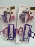 (2) Scunci Pink Purple Metal Hair Claw Clips Jaw Small Medium 4pc COMBINESHIP