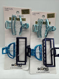 (2) Scunci Blue Teal Navy Metal Hair Claw Clips Jaw Small Medium 4pc COMBINESHIP
