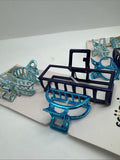 (2) Scunci Blue Teal Navy Metal Hair Claw Clips Jaw Small Medium 4pc COMBINESHIP