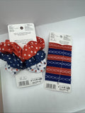 (2) Scunci Large Stars & Ponytailers Red White Blue 4th July Patriotic Hair Tie