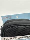 CONAIR Tech Organizer Storage Cables Chargers 3 Compartments Zipper Travel Bag