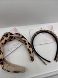(2) Jessica Simpson Satin Cheetah Knot Headband Leopard Leather Thin COMBINESHIP