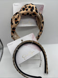 (2) Jessica Simpson Satin Cheetah Knot Headband Leopard Leather Thin COMBINESHIP