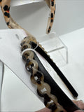 (2) Jessica Simpson Satin Cheetah Knot Headband Leopard Leather Thin COMBINESHIP